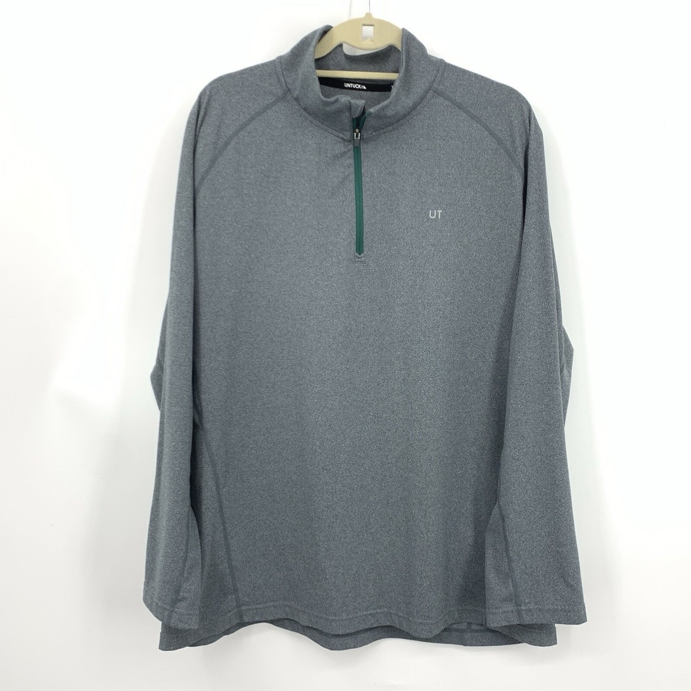 Untuckit Men Size‎ XXL Pullover 1/4 Zip Long Sleeve Shirt Top Gray Loxton